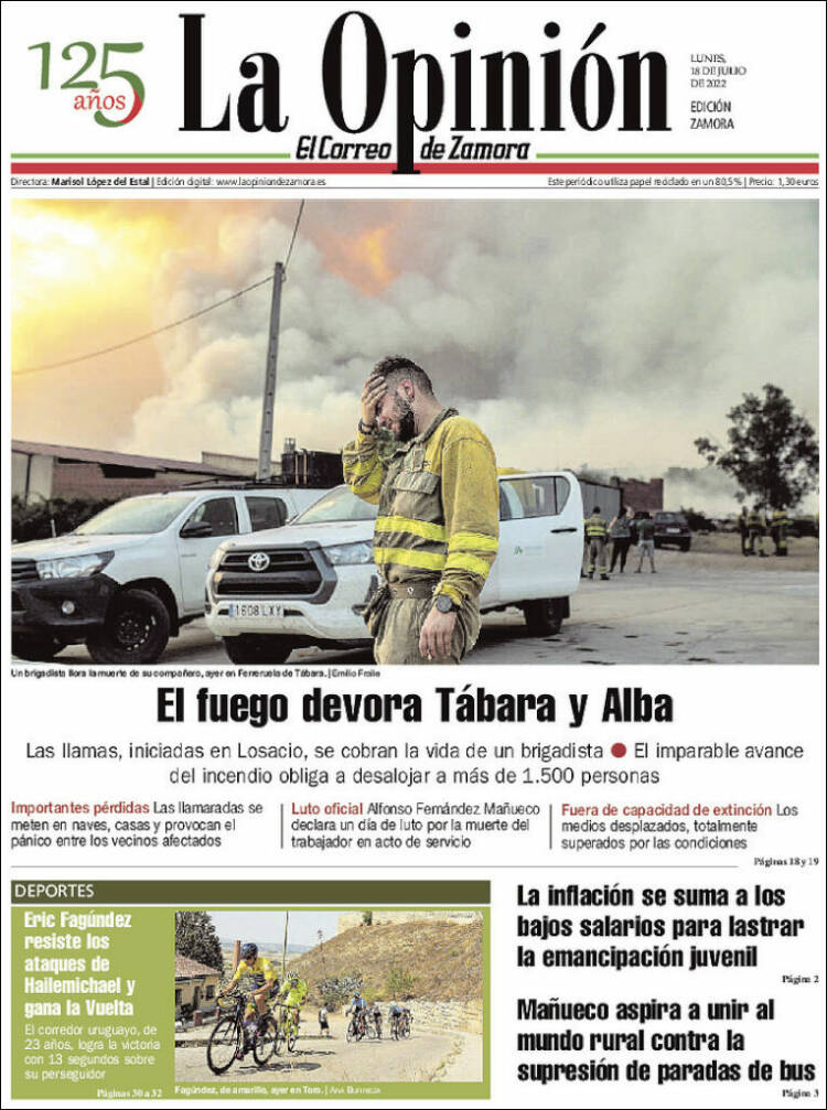 Portada de La Opinión - El Correo de Zamora (España)