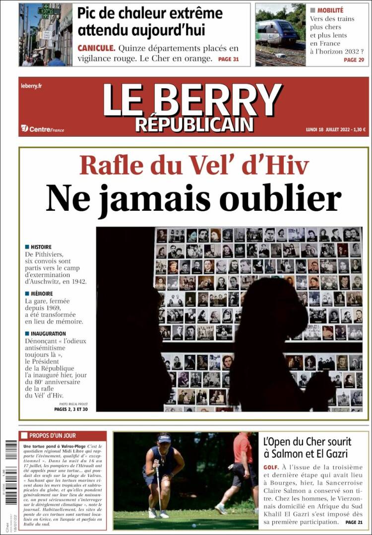 Portada de Berry Republicain (Francia)