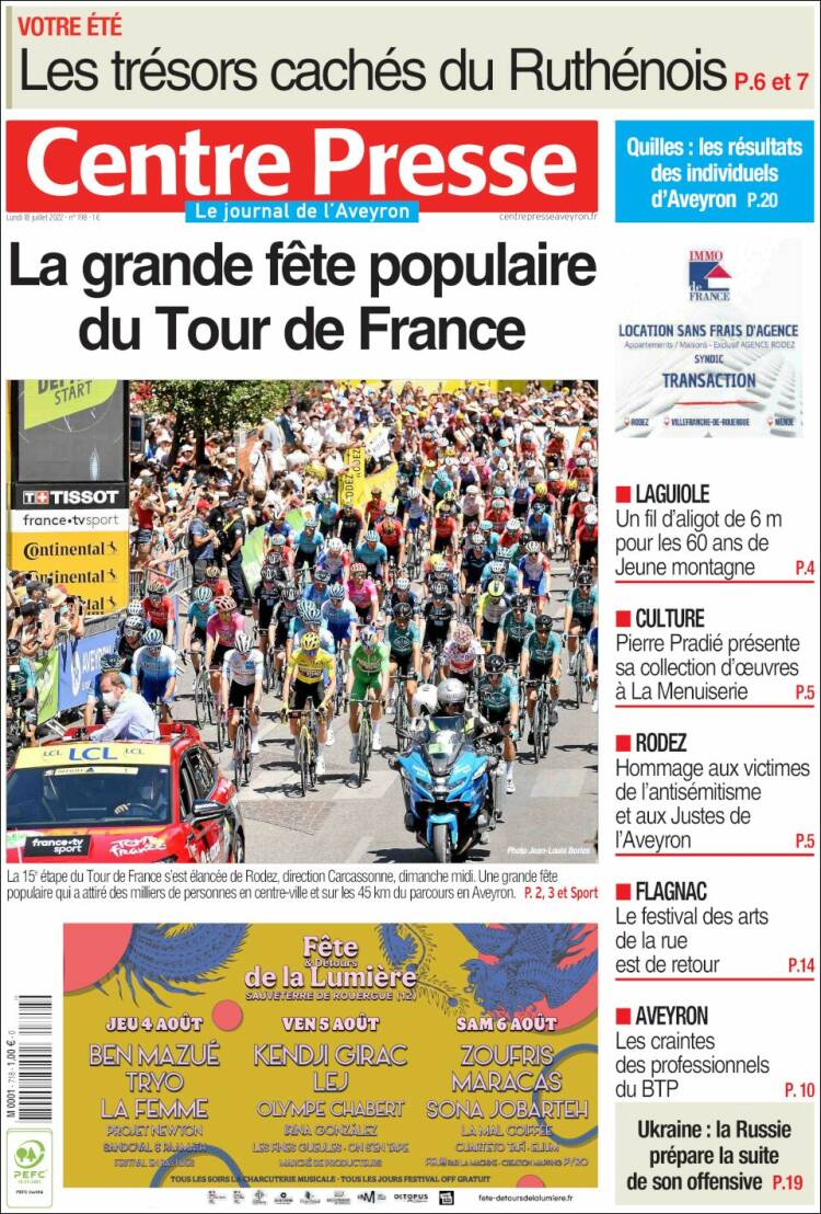 Journal Centre Presse (France). Les Unes Des Journaux De France. Toute ...