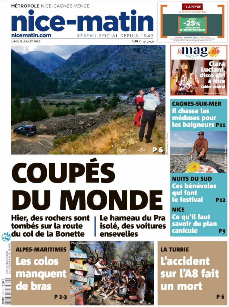 Portada de Nice-Matin (Francia)