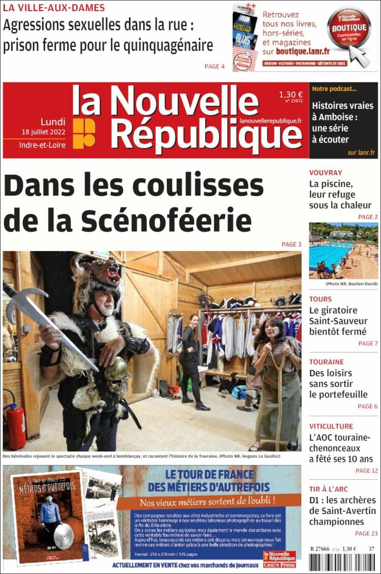 Portada de La Nouvelle Republique (Francia)