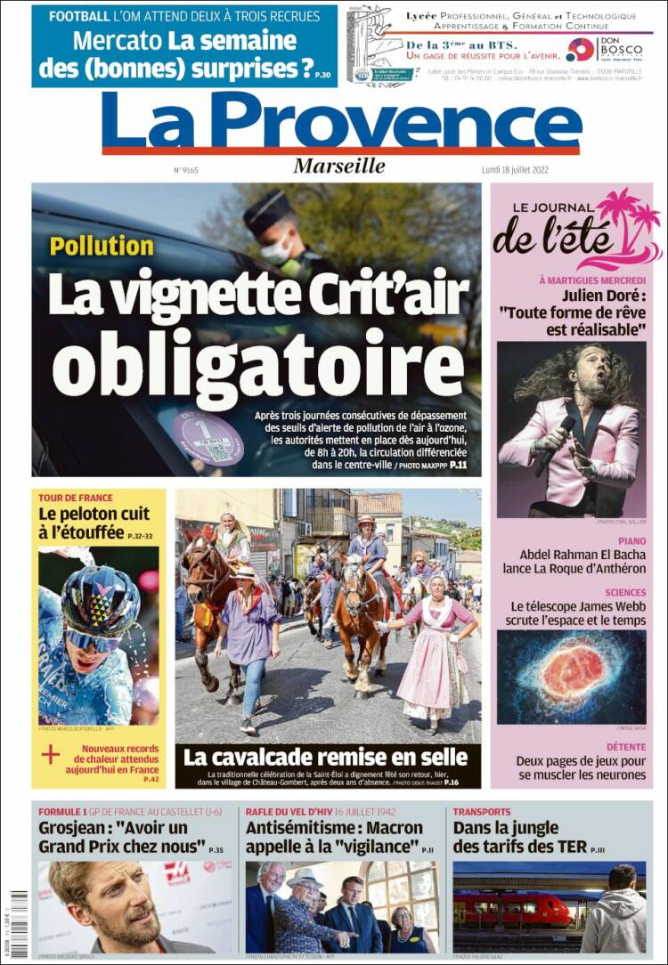 Portada de La Provence (Francia)