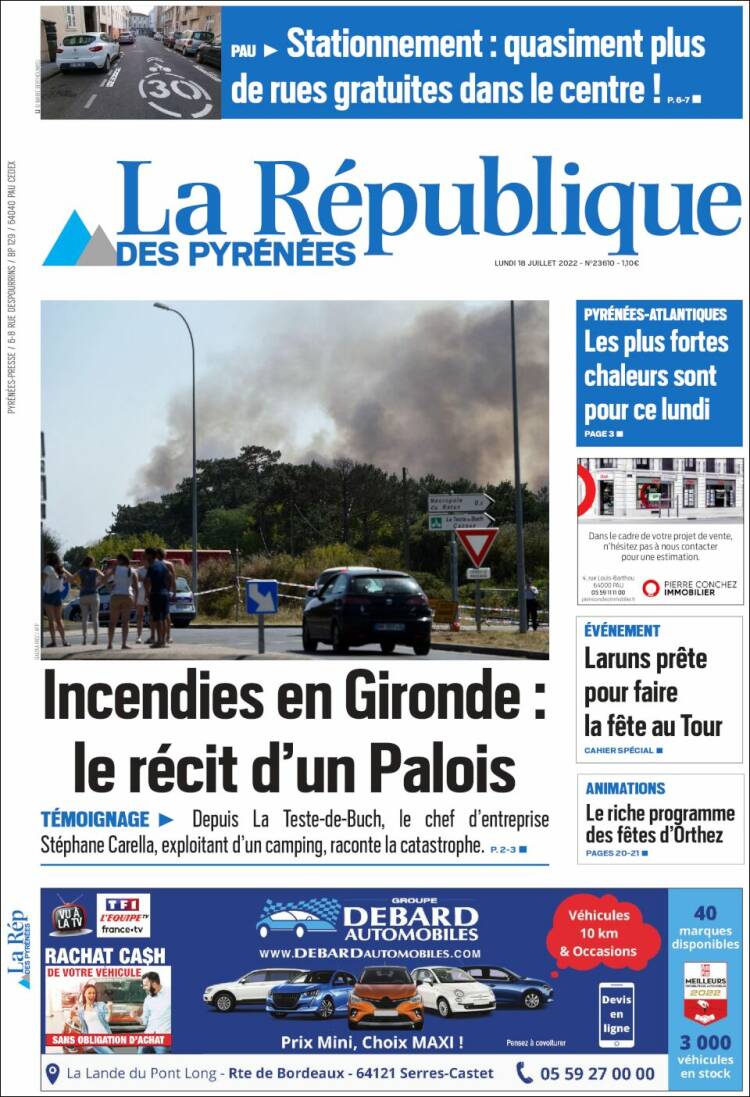 Portada de La République des Pyrénées (Francia)