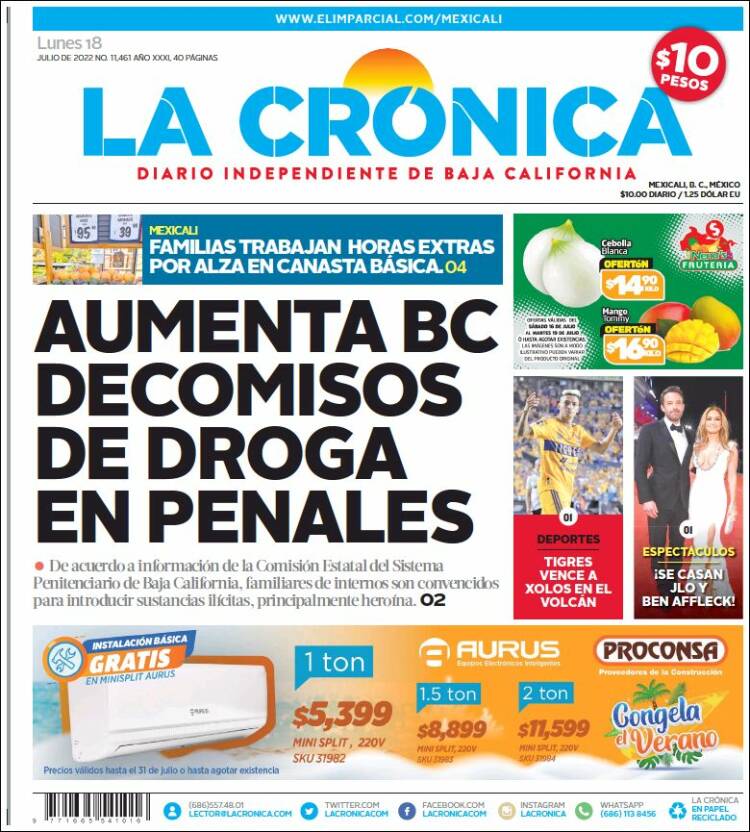 Portada de La Crónica de Baja California (México)