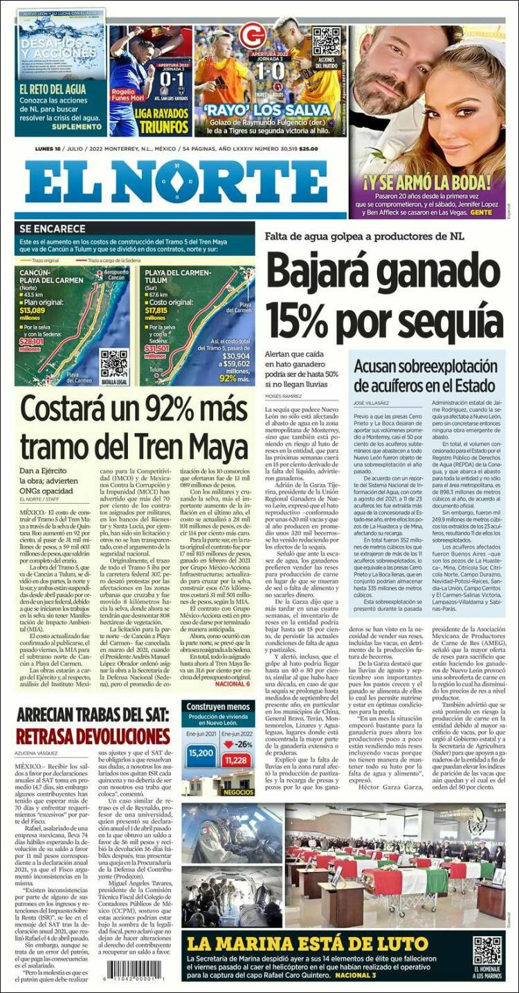 Portada de El Norte (México)