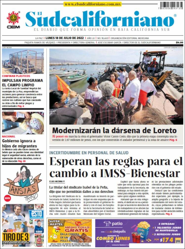 Portada de El Sudcaliforniano (México)