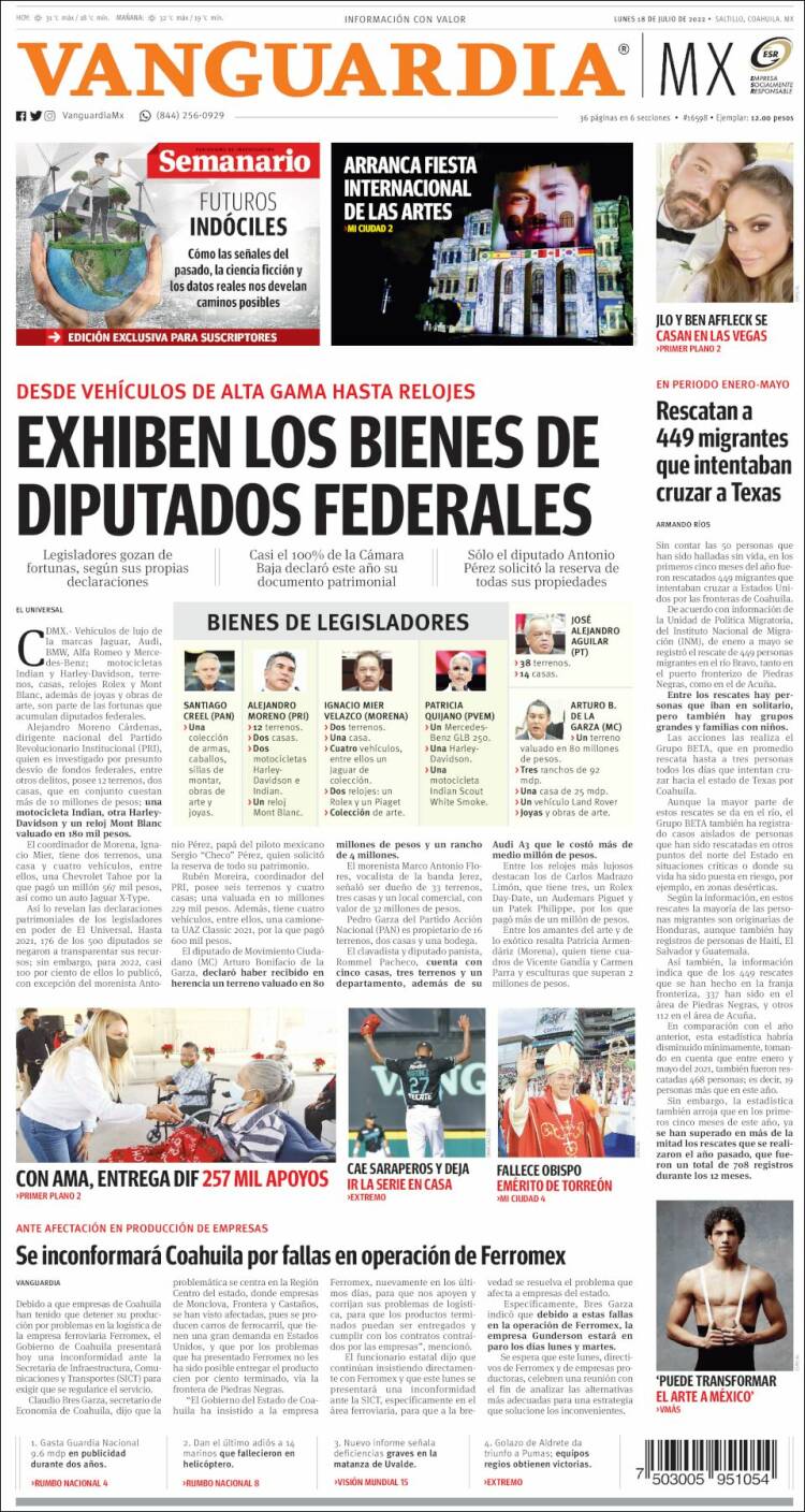 Portada de Vanguardia (México)