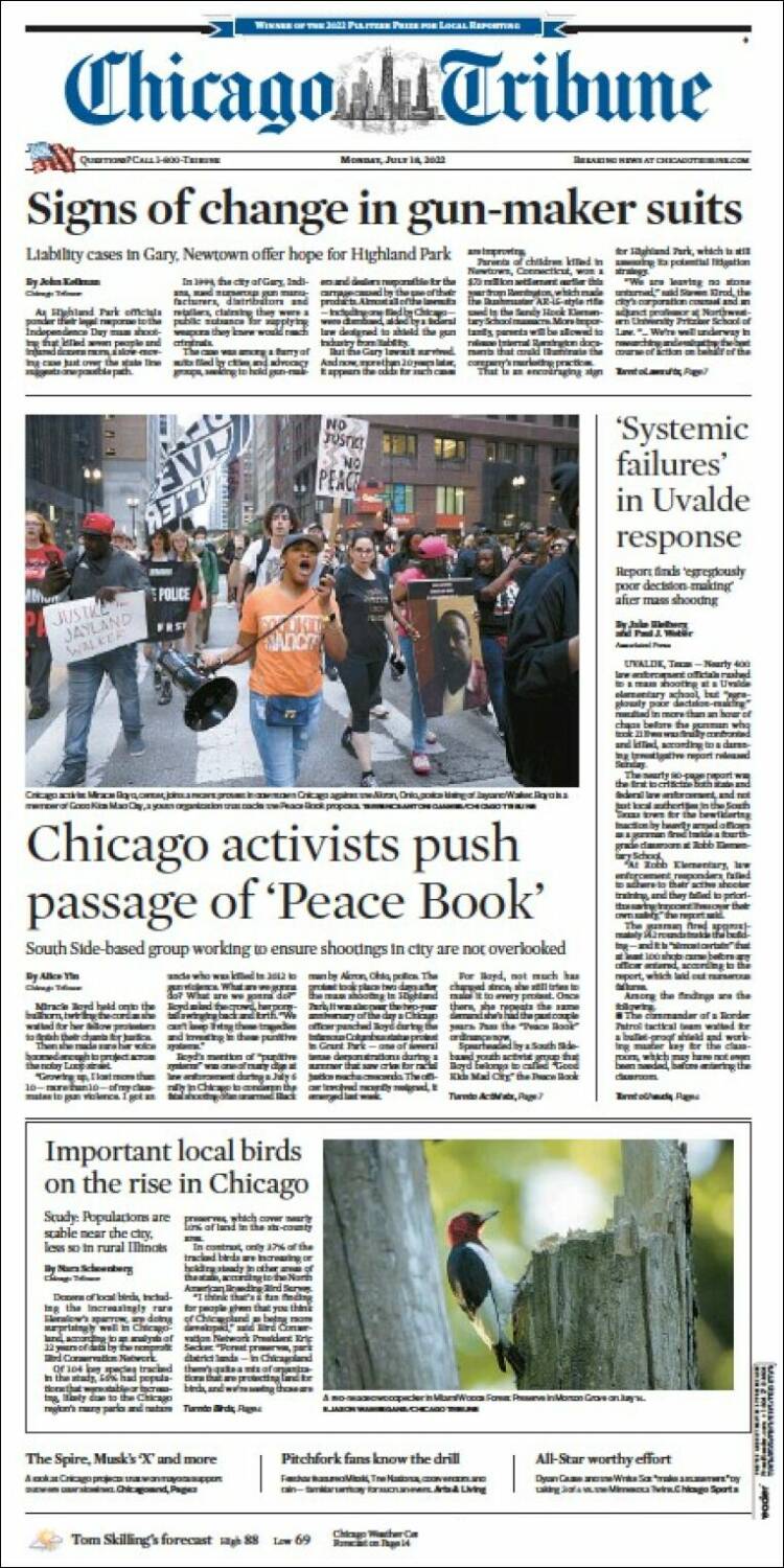 Portada de Chicago Tribune (USA)