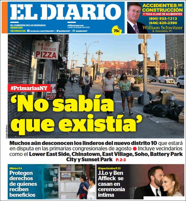 Portada de El Diario NY (USA)