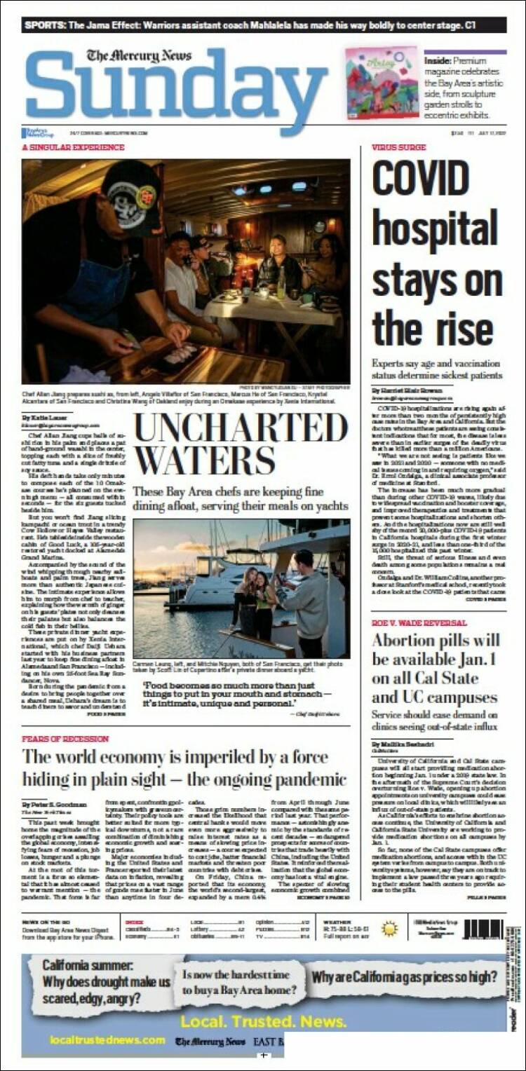 Portada de San Jose Mercury News (USA)