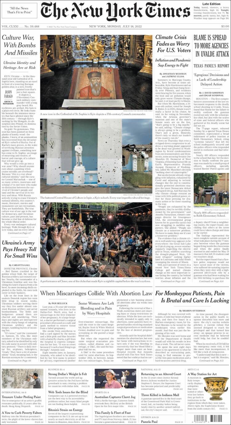 Portada de New York Times (USA)