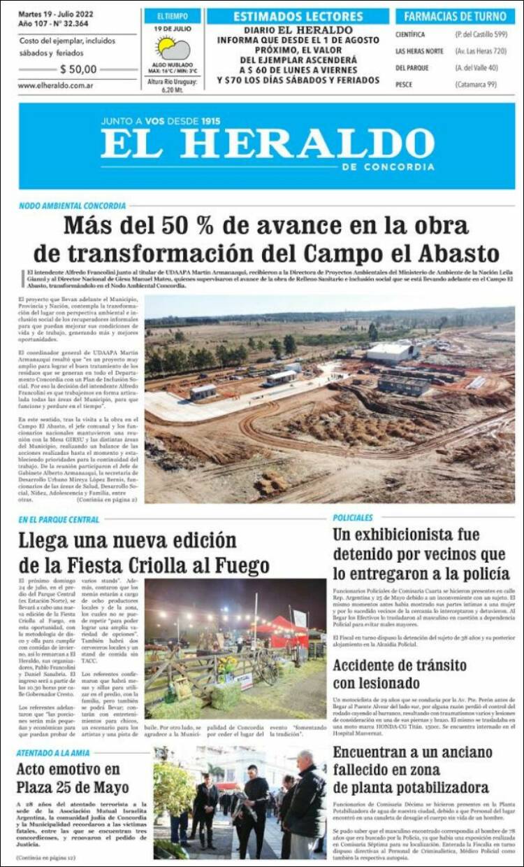 Portada de El Heraldo de Concordia (Argentina)