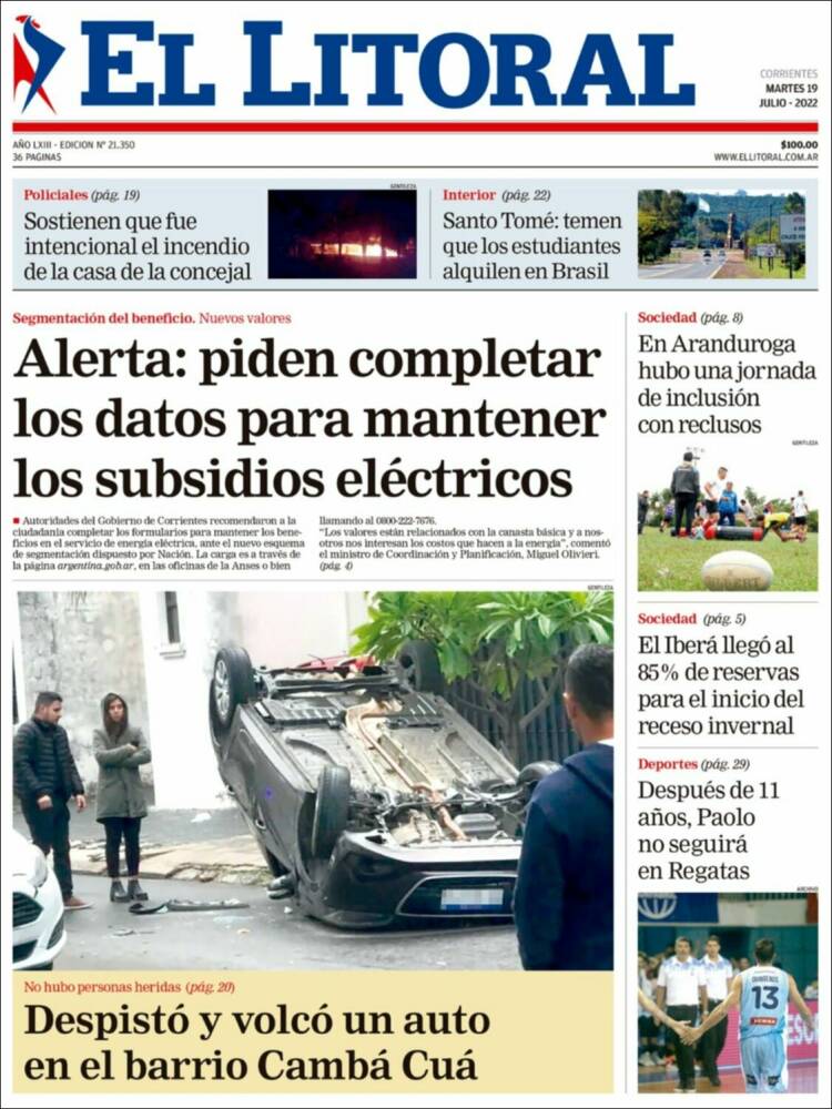 Portada de El Litoral Corrientes (Argentina)