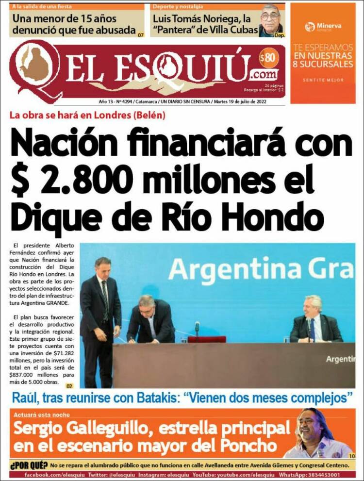 Portada de El Esquiu (Argentina)