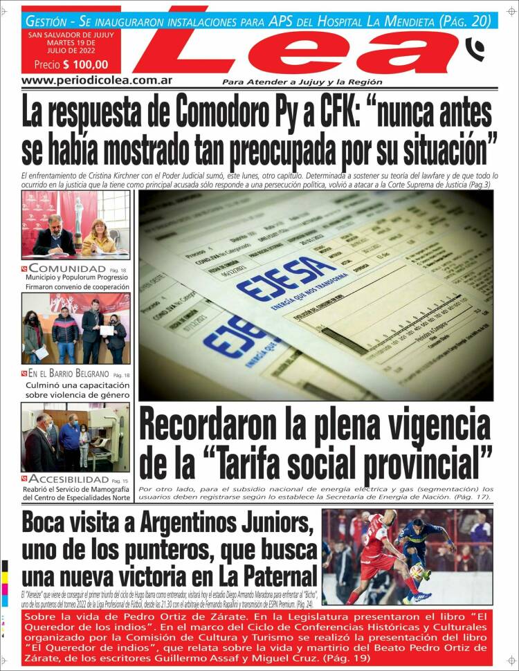 Portada de Periódico Lea (Argentina)