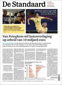 Portada de De Standaard (Belgique)