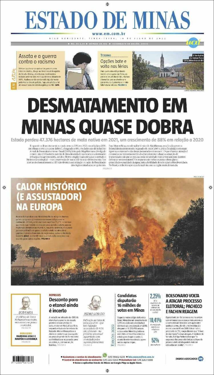 Portada de Jornal Estado de Minas (Brasil)
