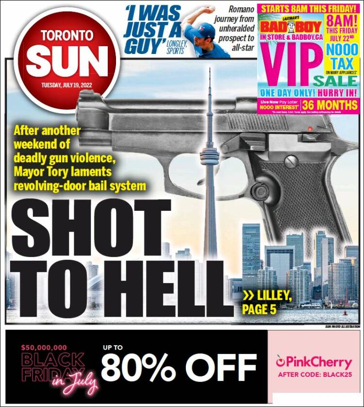 Portada de The Toronto Sun (Canadá)