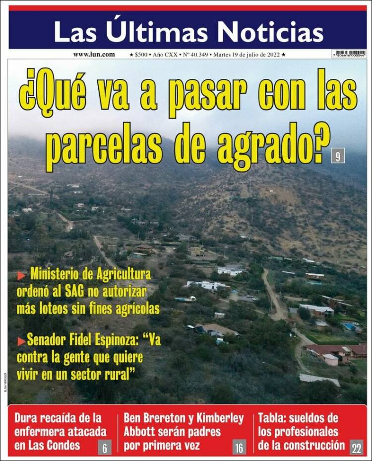 Portada de Las Últimas Noticias (Chile)