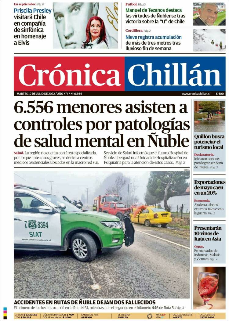 Portada de Crónica Chillán (Chile)