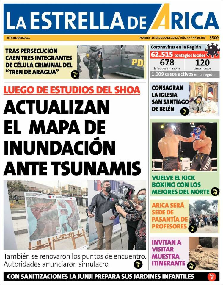 Portada de La Estrella de Arica (Chile)