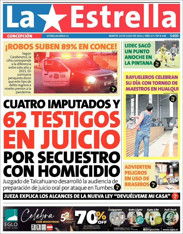 Portada de La Estrella de Concepción (Chile)