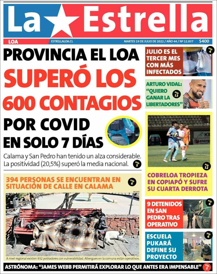 Portada de La Estrella de Loa (Chile)