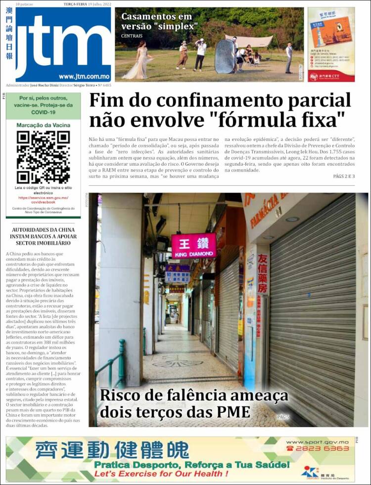 Portada de Jornal Tribuna de Macau (China)