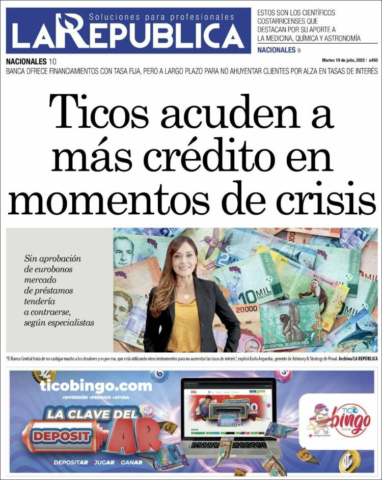 Portada de La República (Costa Rica)