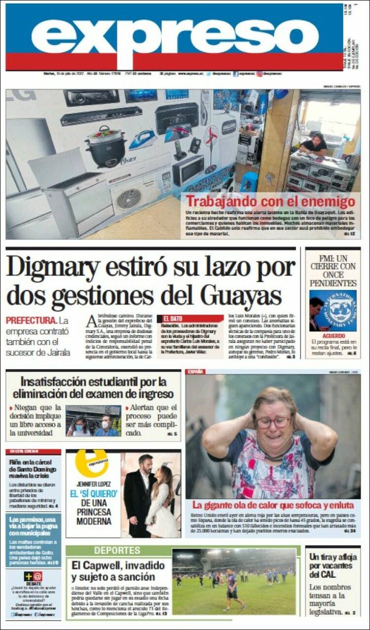 Portada de Expreso (Ecuador)