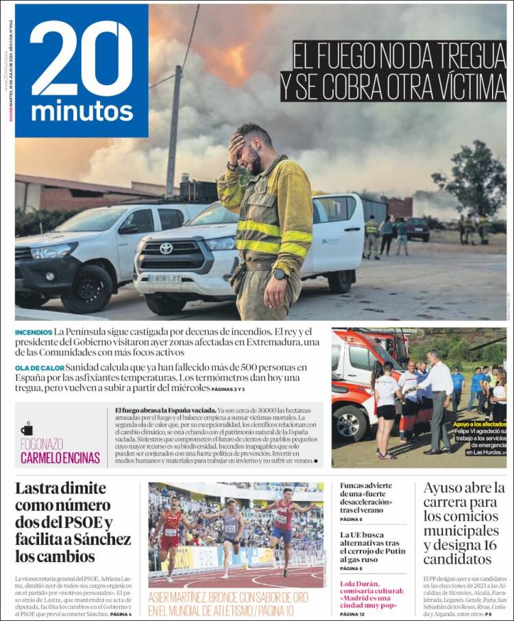 Portada de 20 Minutos - Madrid (España)