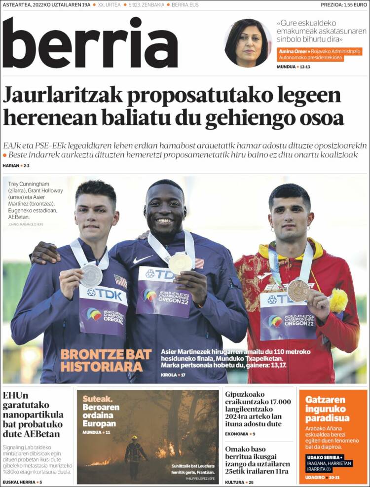 Portada de Berria (España)