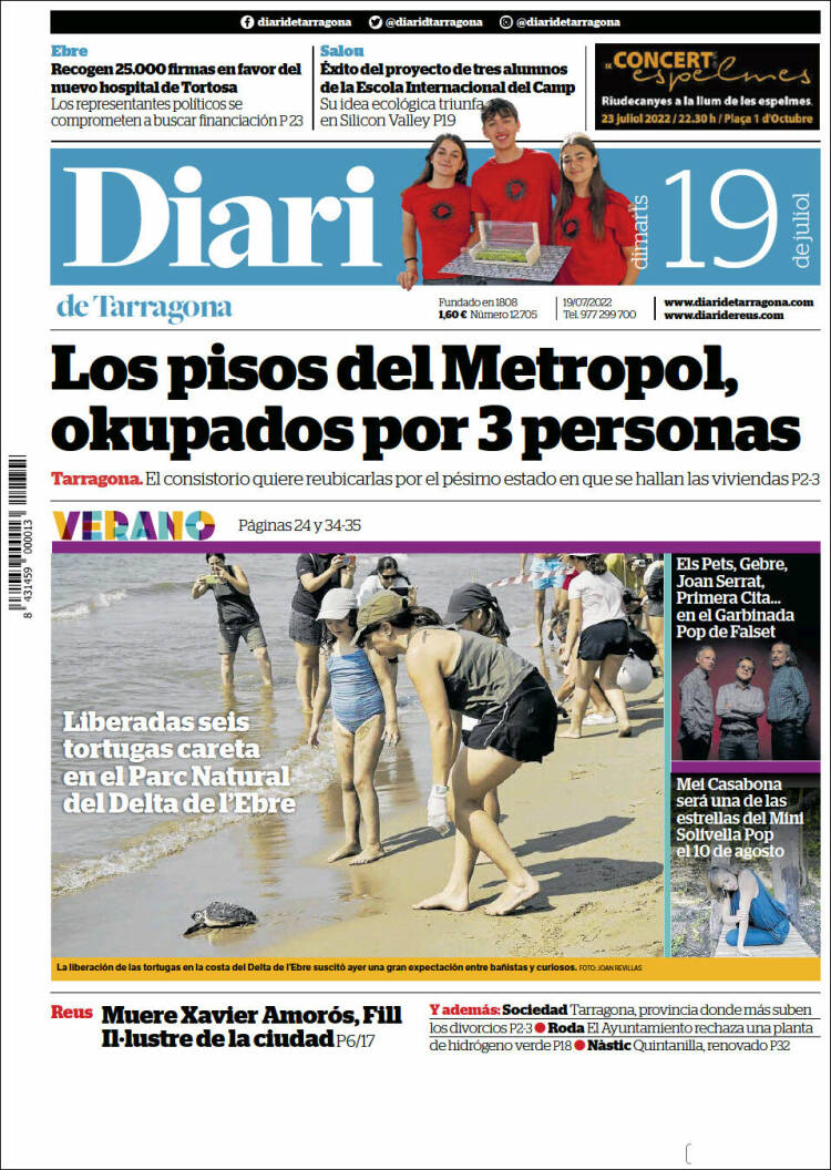 Portada de Diari de Tarragona (España)