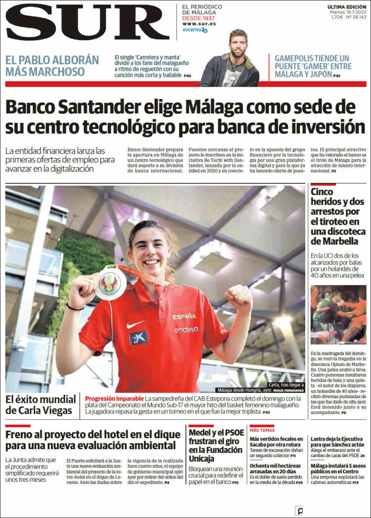 Portada de Diario el Sur (España)