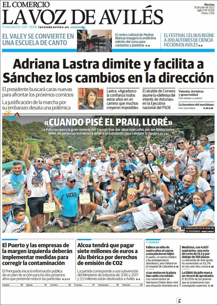 Portada de El Comercio - Avilés (España)