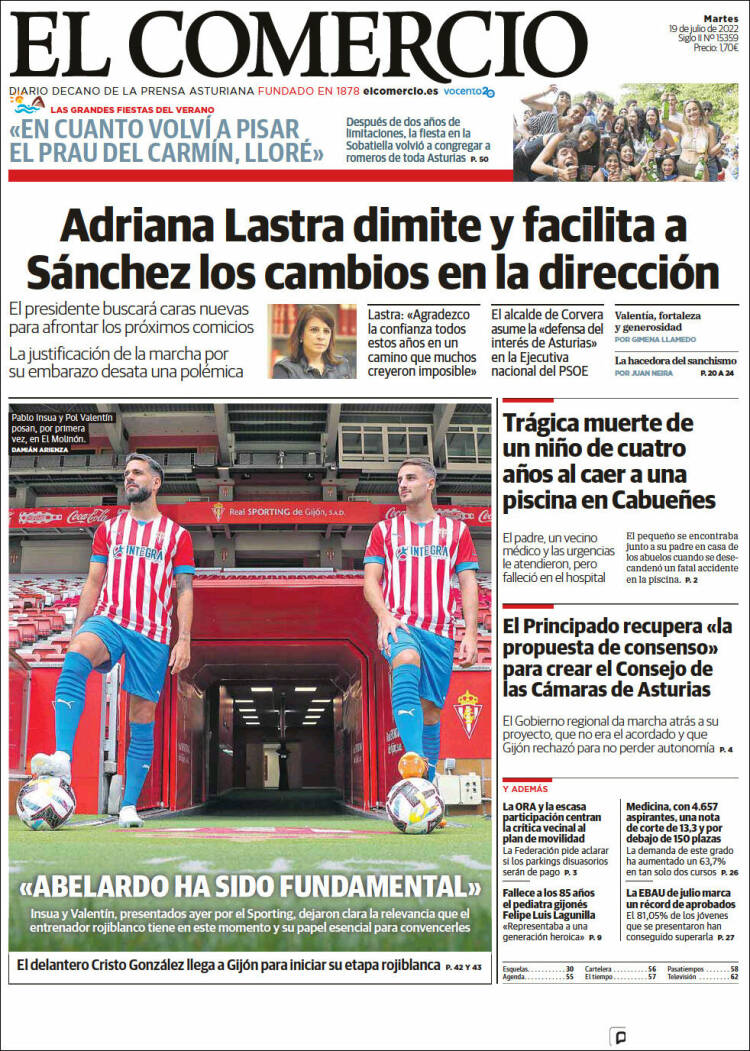 Portada de El Comercio - Gijón (España)