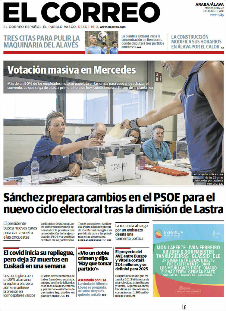 Portada de El Correo - Álava (España)
