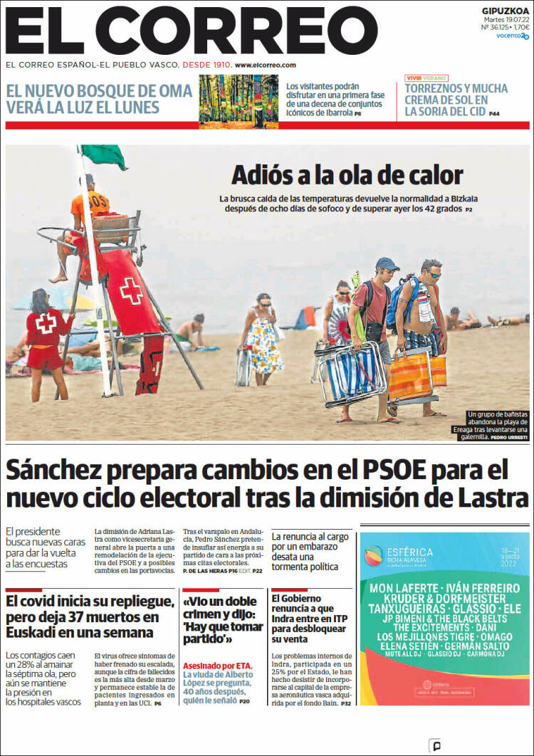 Portada de El Correo - Guipuzcoa (España)
