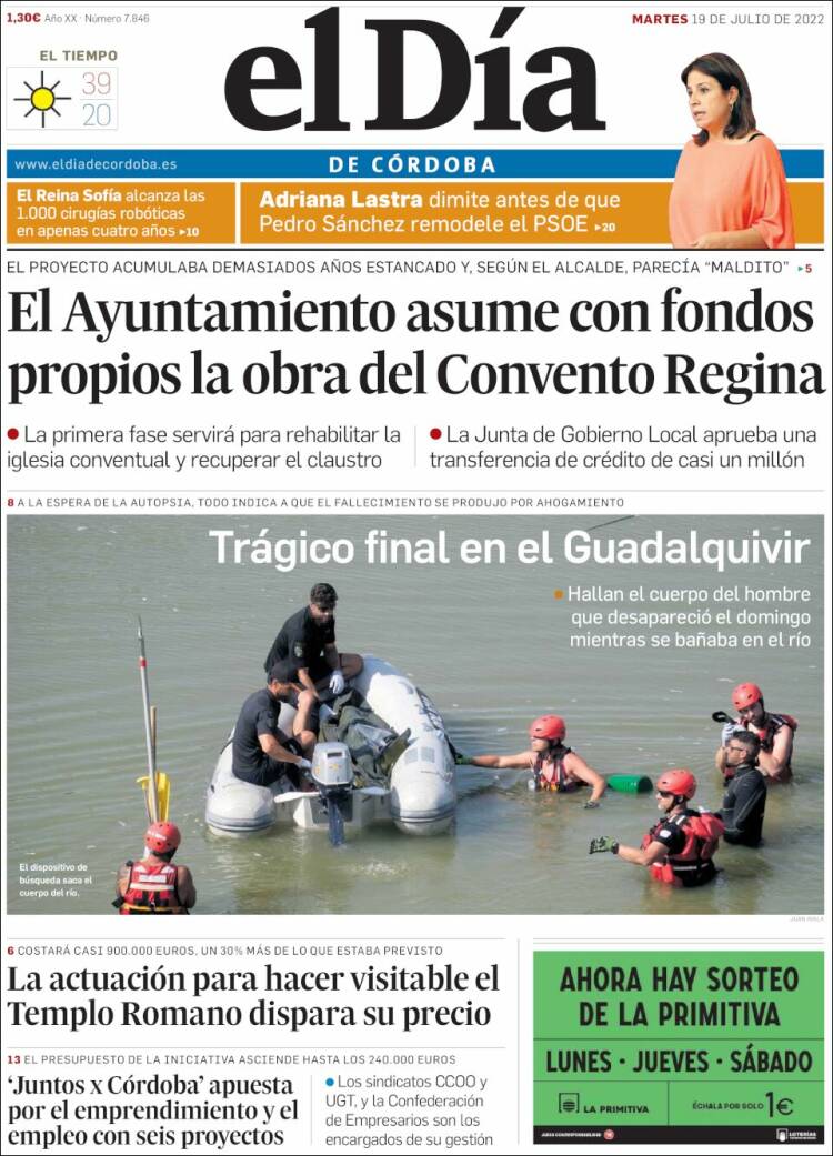 Portada de El Día de Córdoba (España)