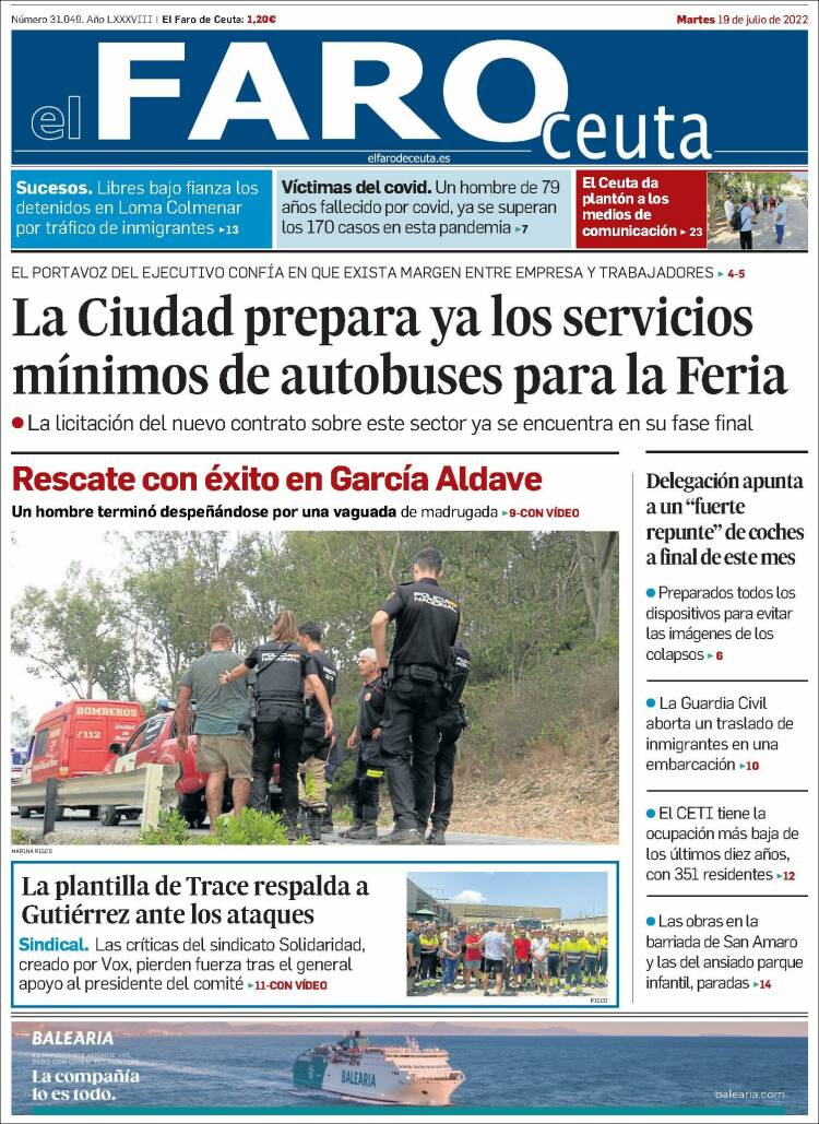Portada de El Faro de Ceuta (España)