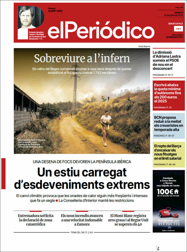 Portada de El Periódico de Catalunya (España)