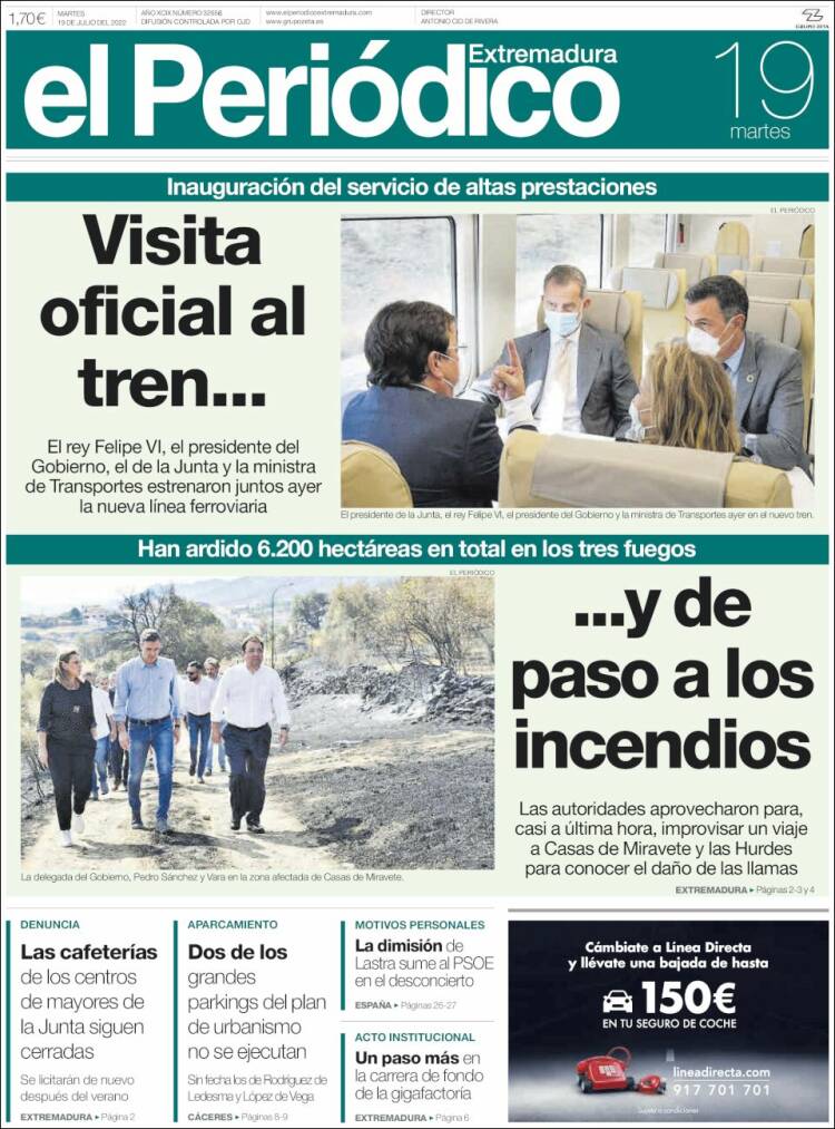 Portada de El Periódico de Extremadura (España)