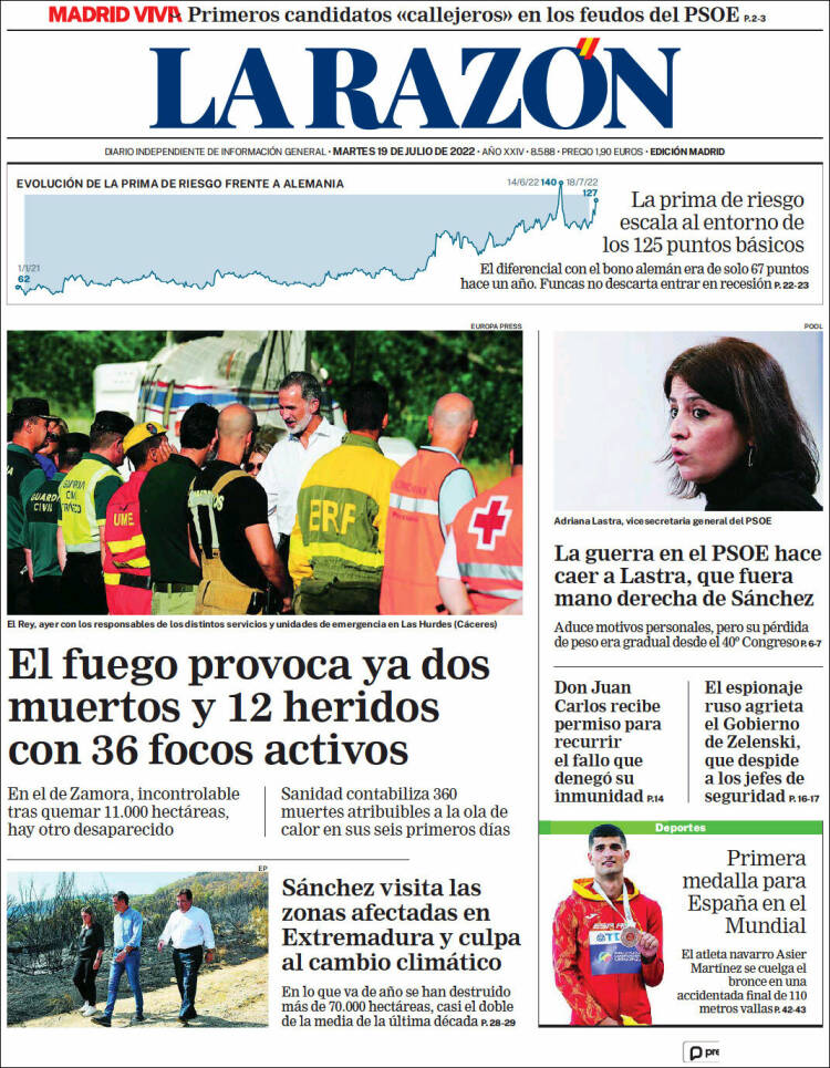 Portada de La Razón (España)