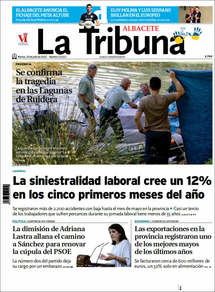 Portada de La Tribuna de Albacete (España)