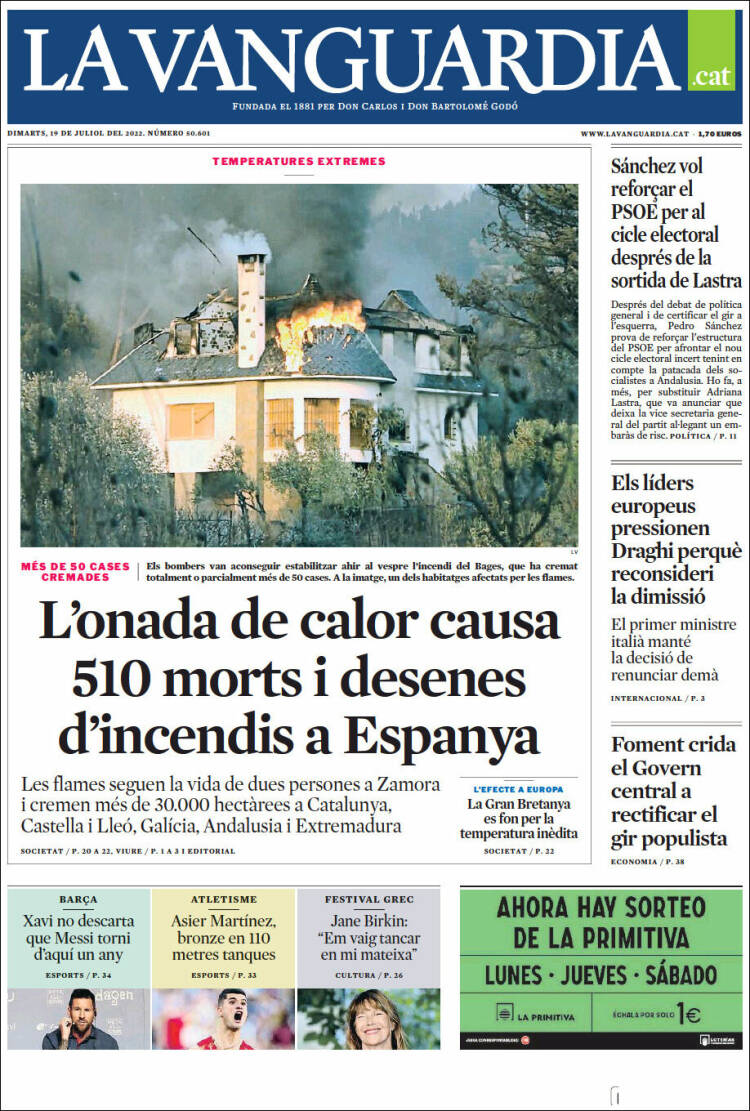 Portada de La Vanguardia (España)