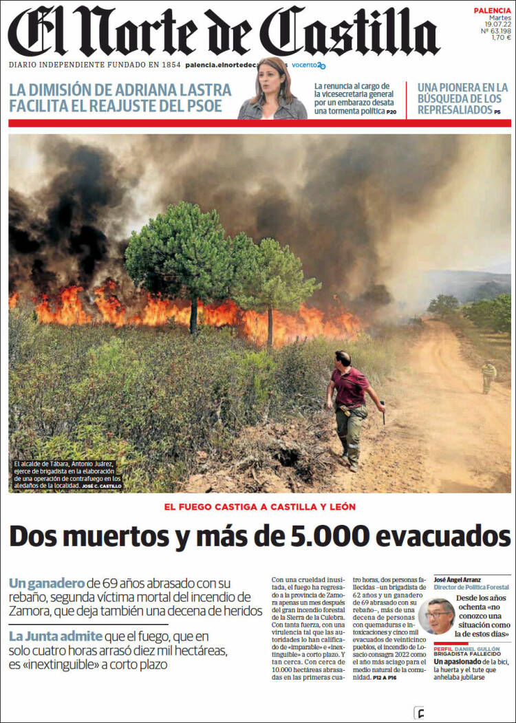 Portada de Norte de Castilla - Palencia (España)