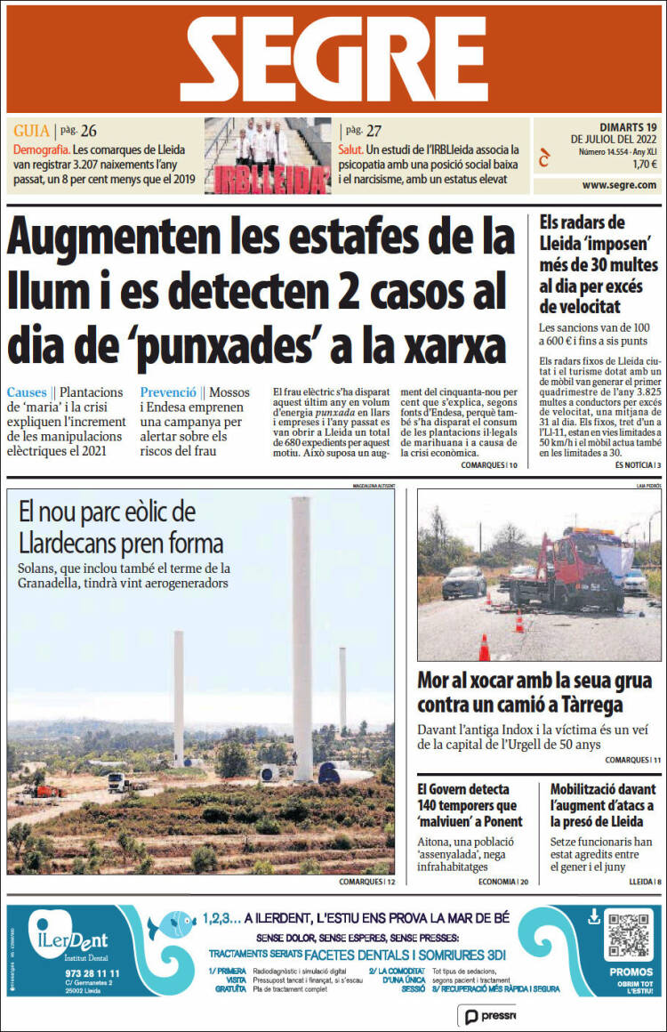 Portada de Segre (España)