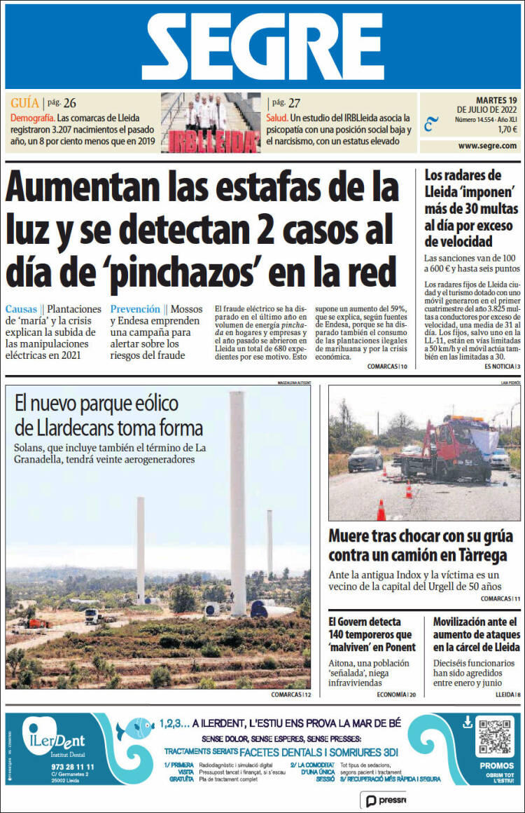 Portada de Segre  (España)
