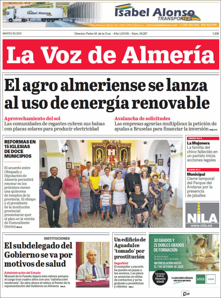 Portada de La Voz de Almería (España)