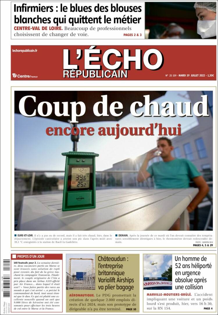 Portada de L'Echo Républicain (Francia)